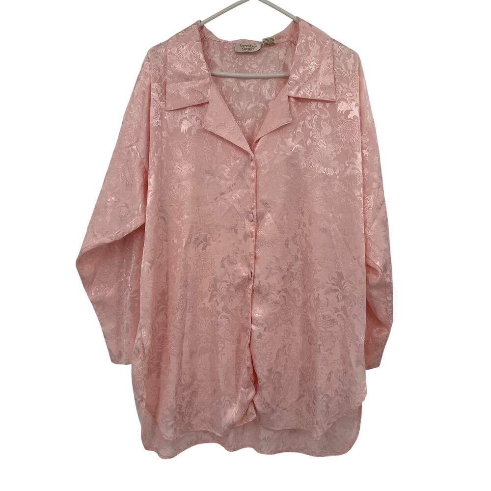 Victoria's Secret Size Medium Large Gold Label Vintage Button Up Sleep Shirt Top